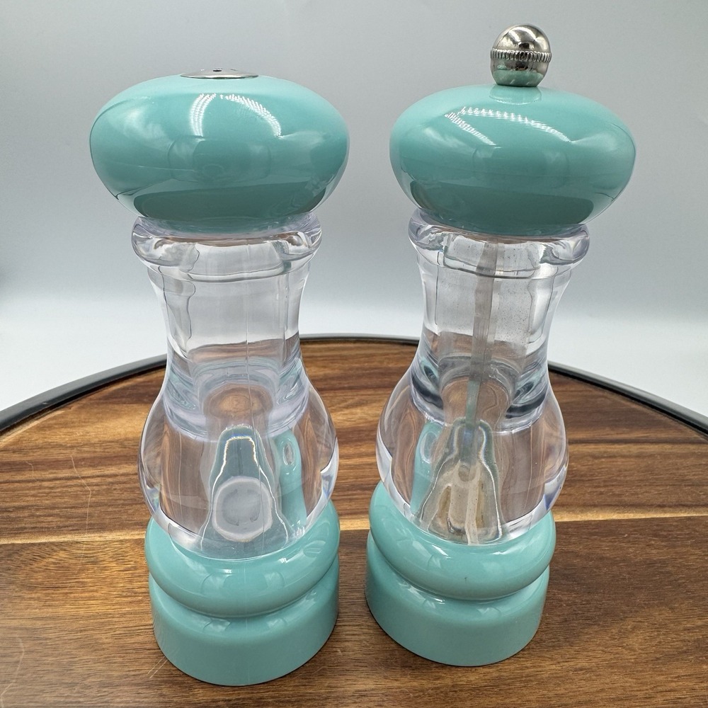 Olde Thompson Salt and Pepper Shaker Set Teal Blue Acrylic 6.5 inch Kitchen